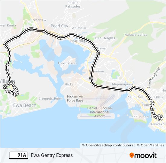 91A bus Line Map