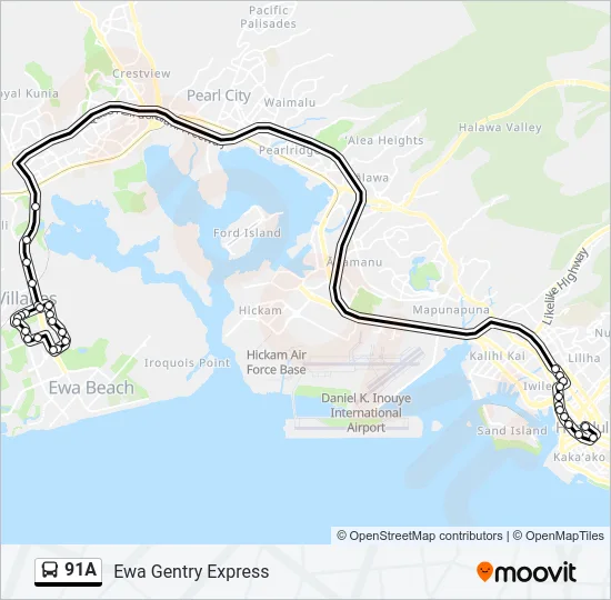 91A Bus Line Map