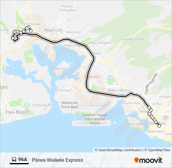 96A Bus Line Map
