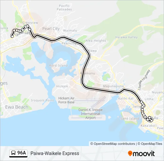 96A Bus Line Map