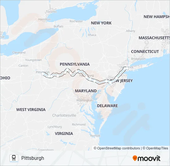 PENNSYLVANIAN Train Line Map