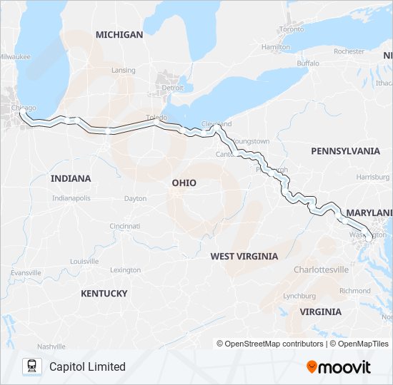 CAPITOL LIMITED train Line Map