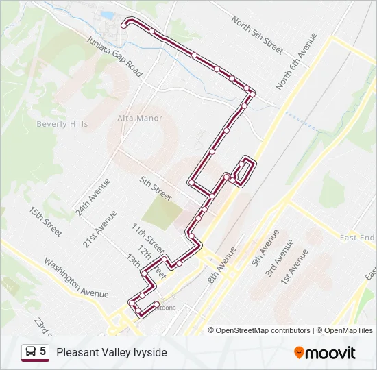 5 Bus Line Map