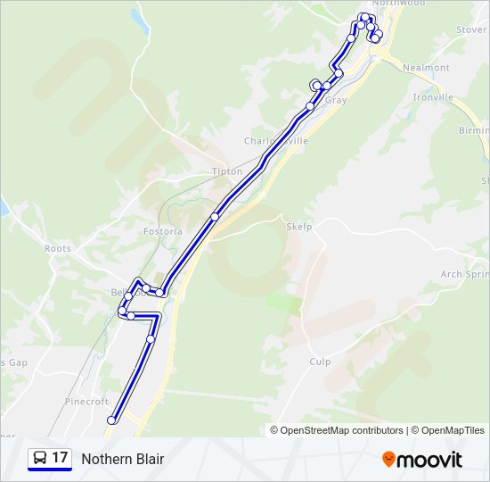 17 bus Line Map