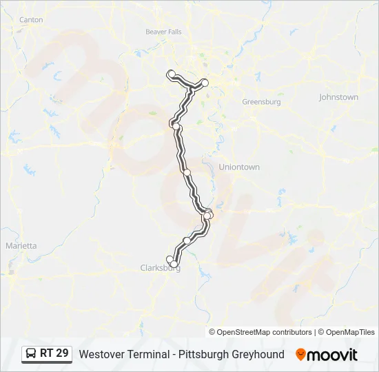 RT 29 Bus Line Map