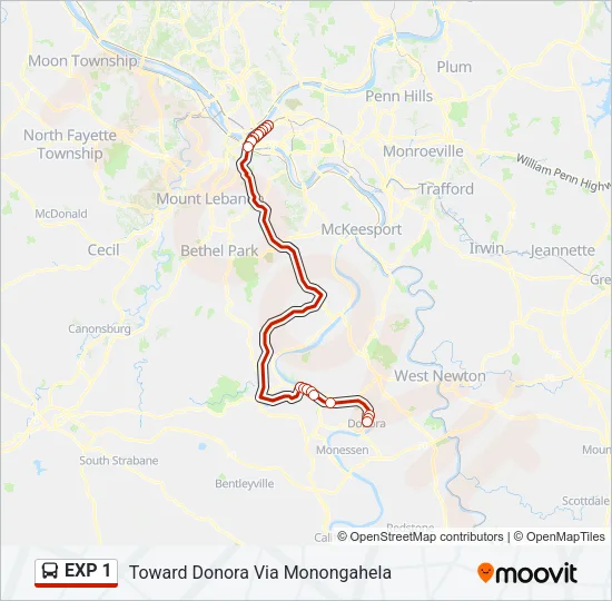 EXP 1 Bus Line Map