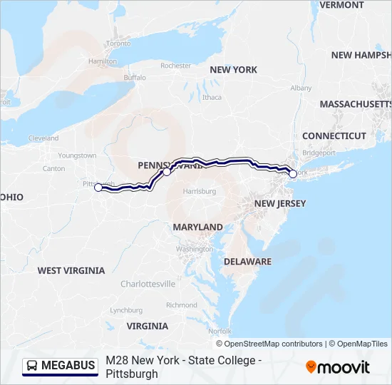 MEGABUS Bus Line Map