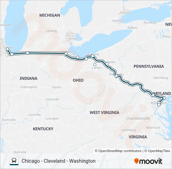 GREYHOUND US0164 Bus Line Map
