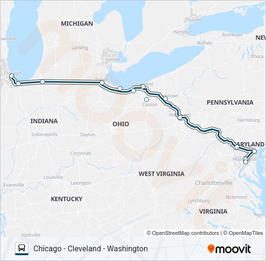 GREYHOUND US0164 Bus Line Map