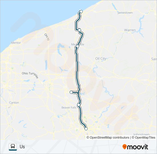 GREYHOUND US0440S bus Line Map