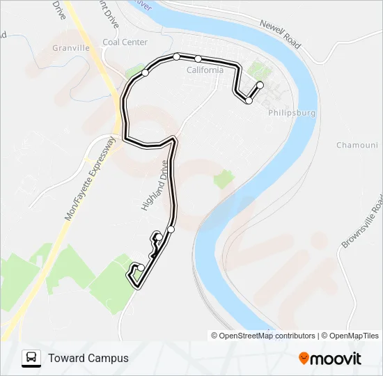 CAL U VULCAN FL Bus Line Map
