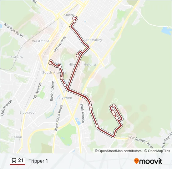 21 Bus Line Map