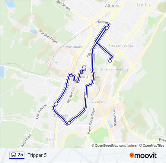 25 bus Line Map