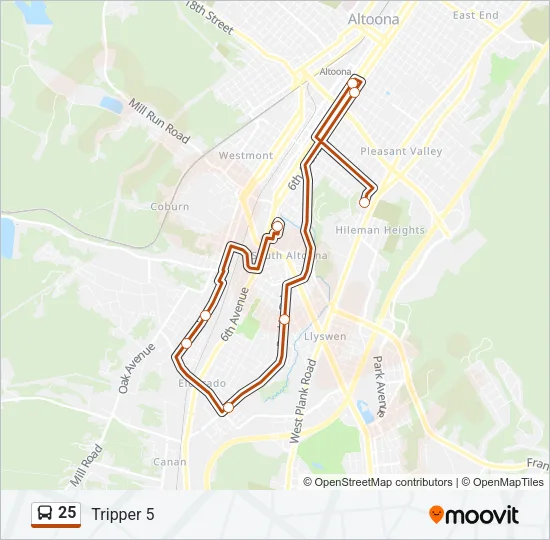 25 Bus Line Map