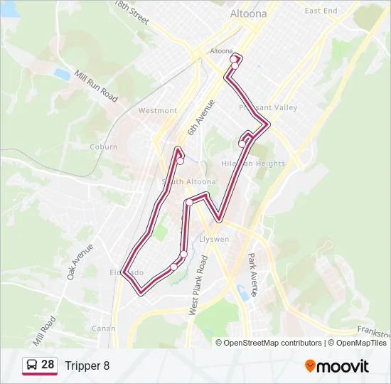 28 Bus Line Map