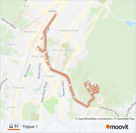 51 bus Line Map