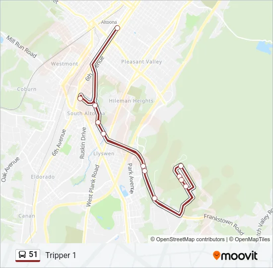 51 Bus Line Map