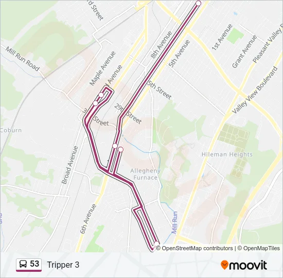 53 Bus Line Map