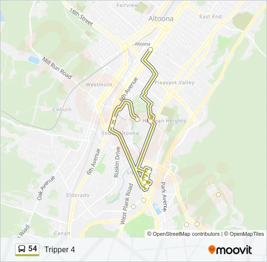 54 Bus Line Map