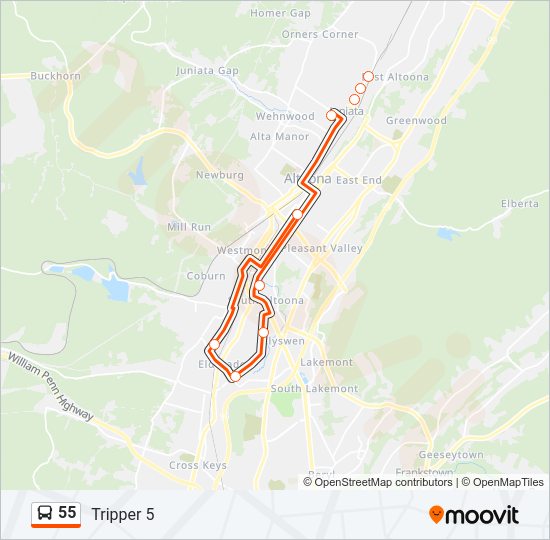 55 bus Line Map