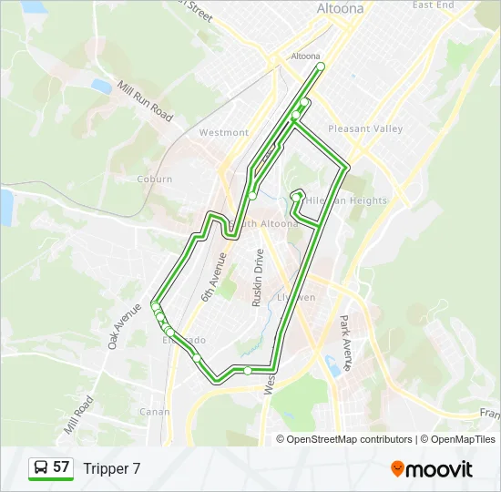 57 Bus Line Map