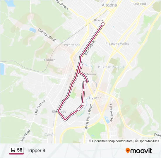58 Bus Line Map