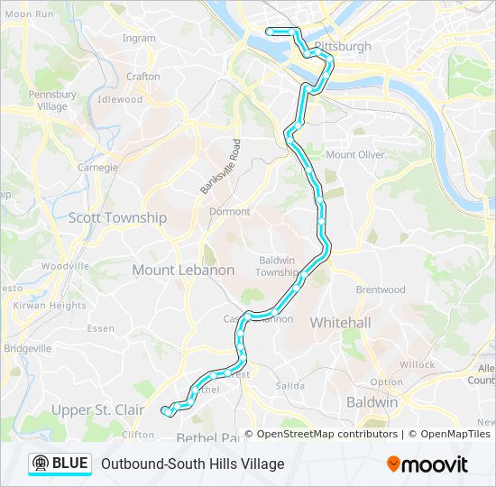 South Hills Village Map Blue Route: Schedules, Stops & Maps - South Hills Village (Updated)