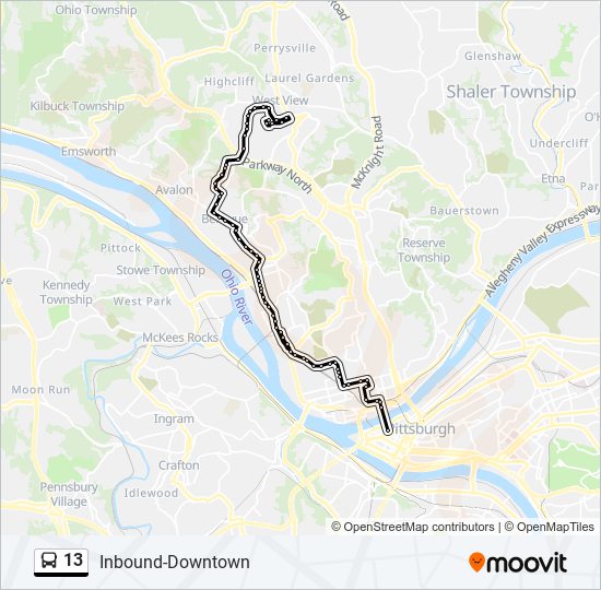 13 bus Line Map