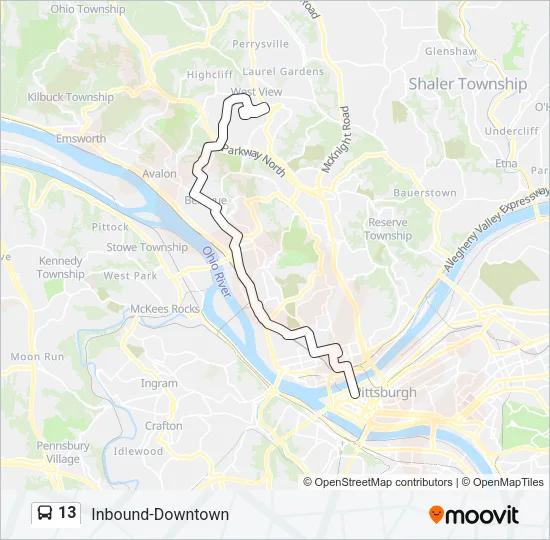 13 Bus Line Map