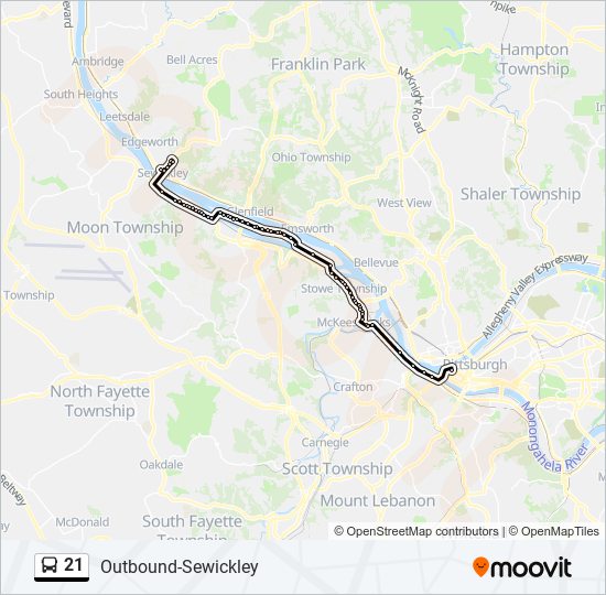 21 bus Line Map