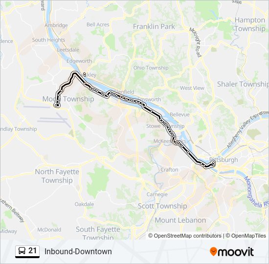 21 bus Line Map