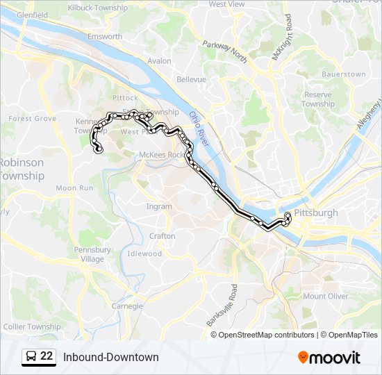 22 bus Line Map