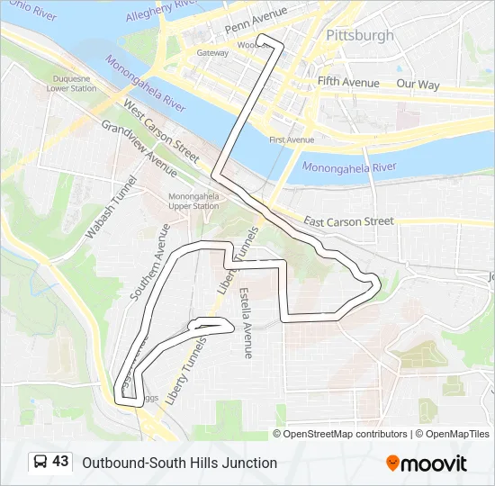 43 Bus Line Map