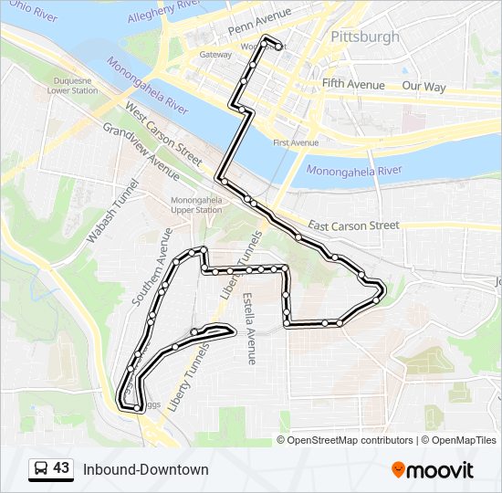 Mapa de 43 de autobús