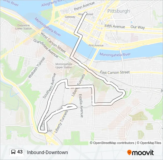 43 Bus Line Map