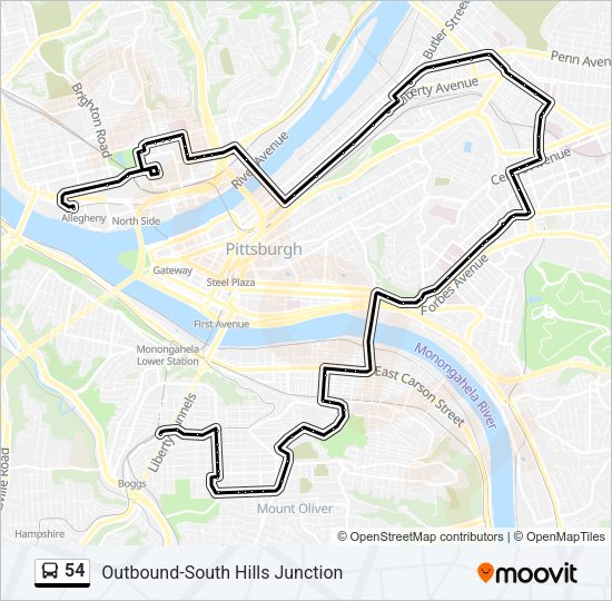 54 Bus Line Map