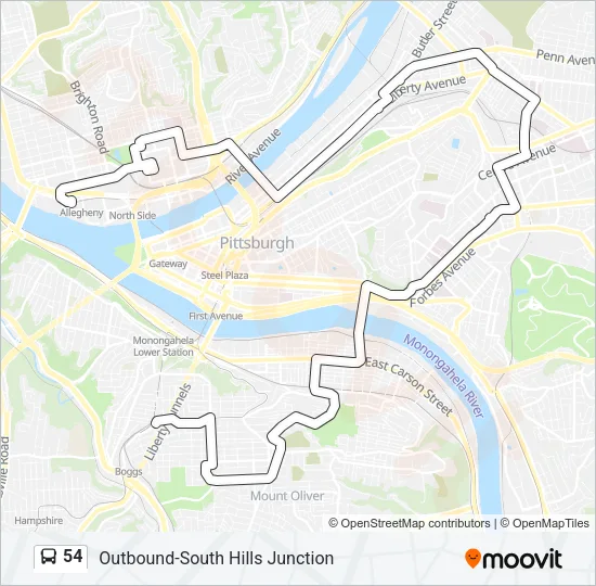 54 Bus Line Map