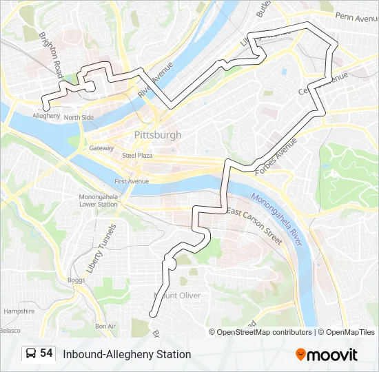 54 Bus Line Map