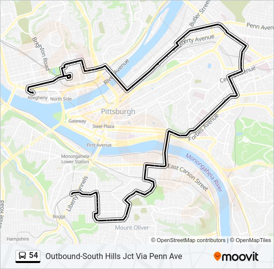 54 Bus Line Map