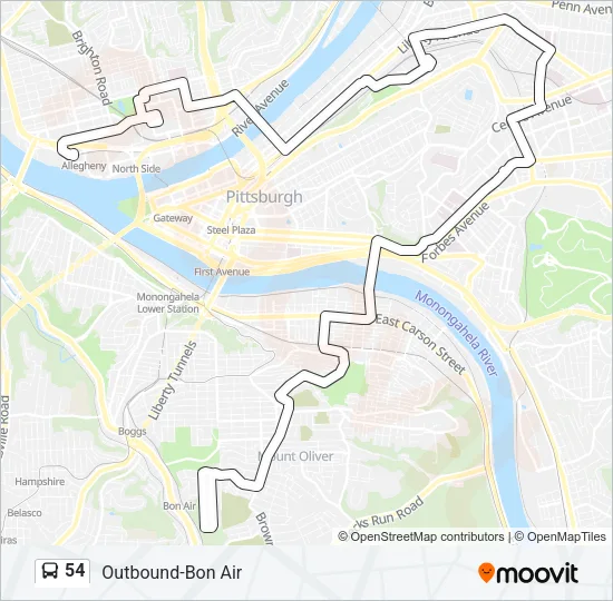 54 Bus Line Map