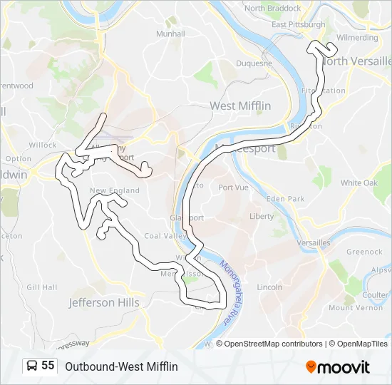 55 Bus Line Map
