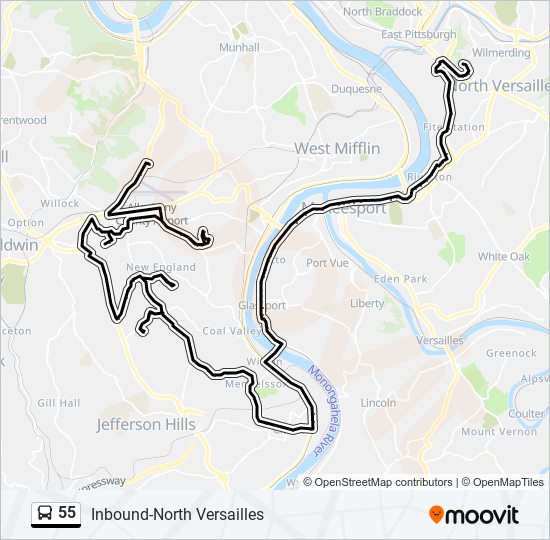 55 Bus Line Map