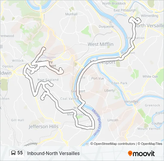 55 Bus Line Map