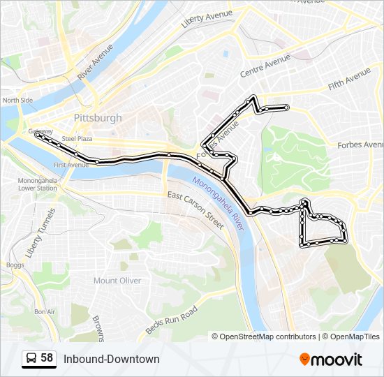 58 bus Line Map