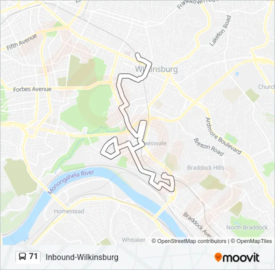 71 Bus Line Map