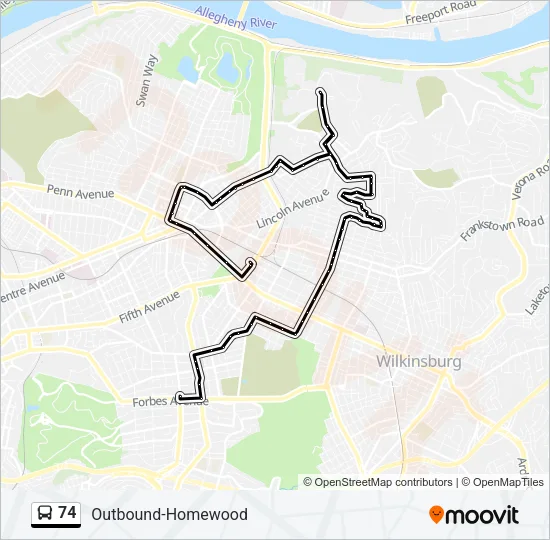 74 Bus Line Map