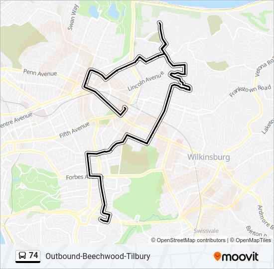 74 bus Line Map