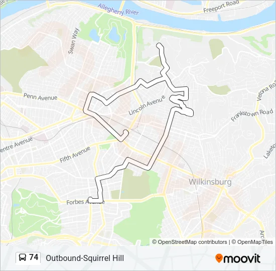 74 Bus Line Map