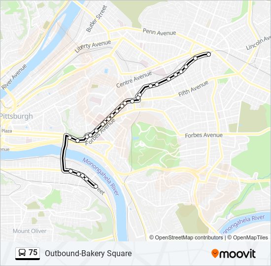 75 bus Line Map