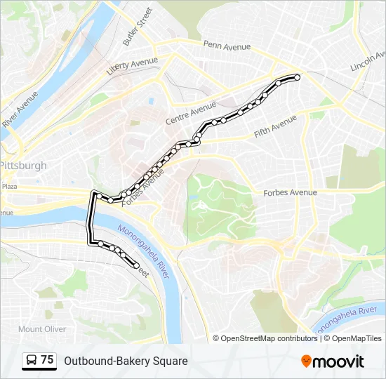 75 Bus Line Map